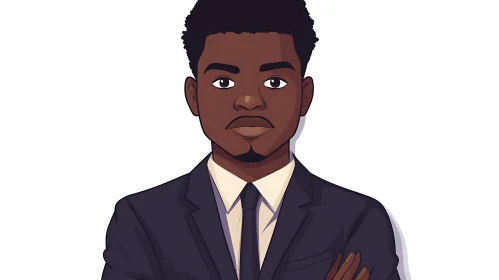 Cartoon Style Man in Business Attire