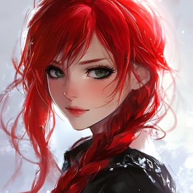 Anime Art with Red-Haired Woman