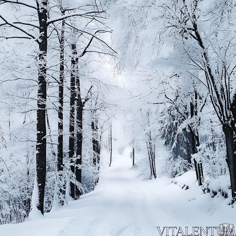 Winter Wonderland Forest Path AI Image