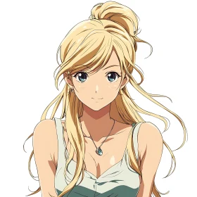 Blonde Anime Girl with Gentle Smile