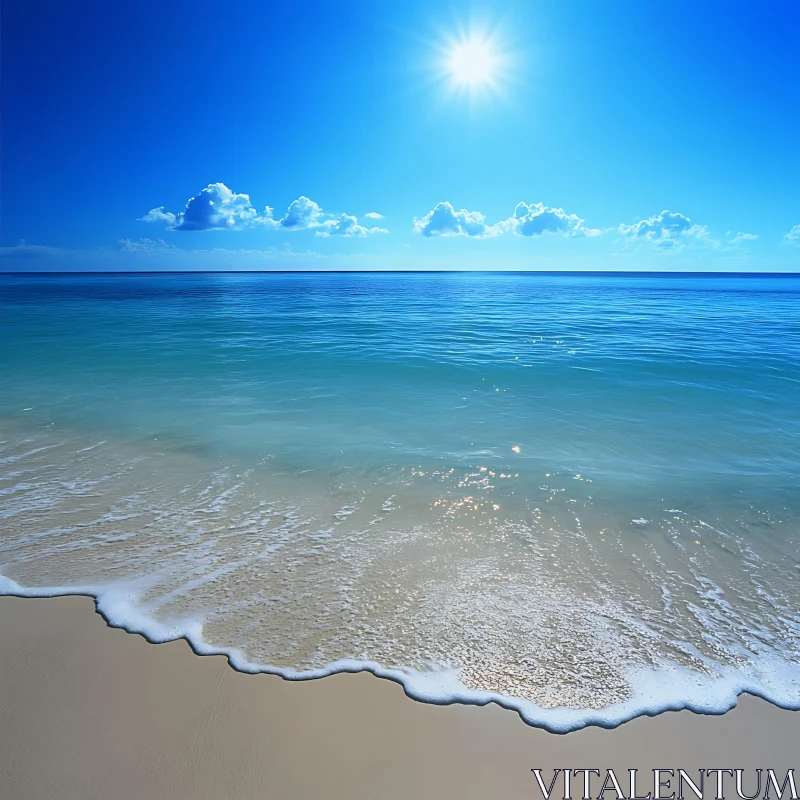 AI ART Seascape with Waves and Blue Sky