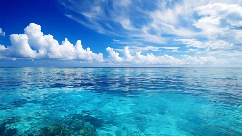 Turquoise Sea and Cloudy Sky