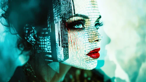 Woman in Digital Overlay