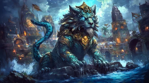 Mythical Lion-Dragon Guarding the City