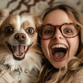 Happy Girl and Dog Sharing a Fun Moment