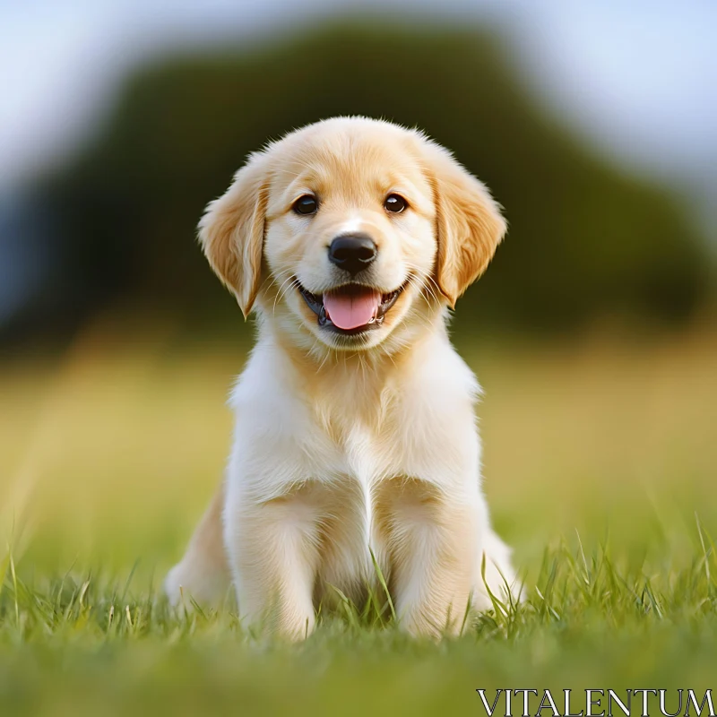 Cute Golden Retriever Puppy Outdoor AI Image