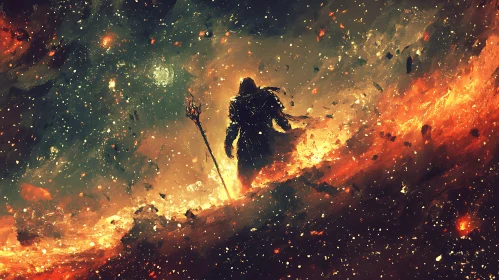 Figure in Fiery Space