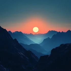 Tranquil Mountain Range at Sunset