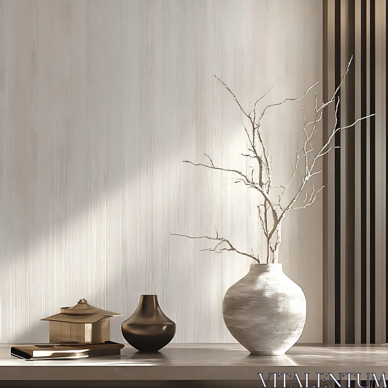 Minimalist Interior Decoration with Branches AI Image