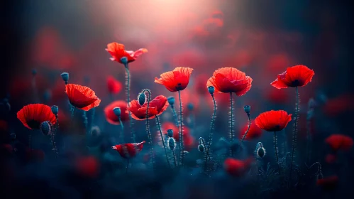 Dreamy Red Poppy Field