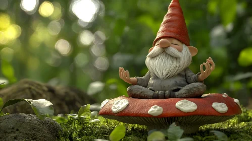 Forest Gnome in Peaceful Meditation