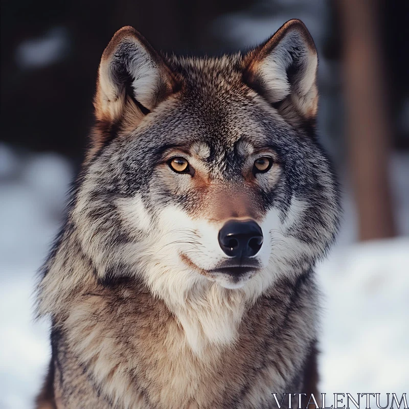 Winter Wolf Close-Up AI Image