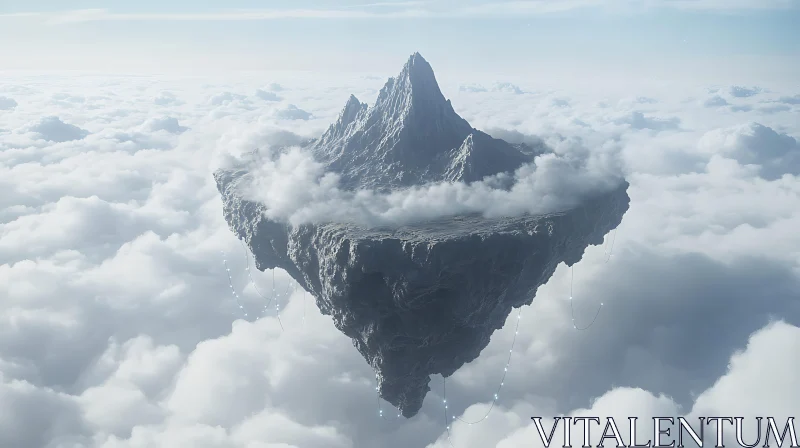 AI ART Mountain Island in the Sky