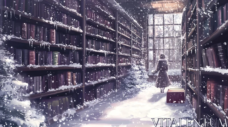 Winter Wonderland Library AI Image