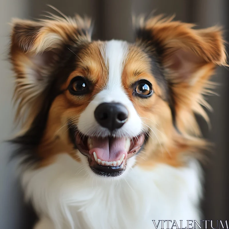 Joyful Dog with Expressive Eyes and Perked Ears AI Image