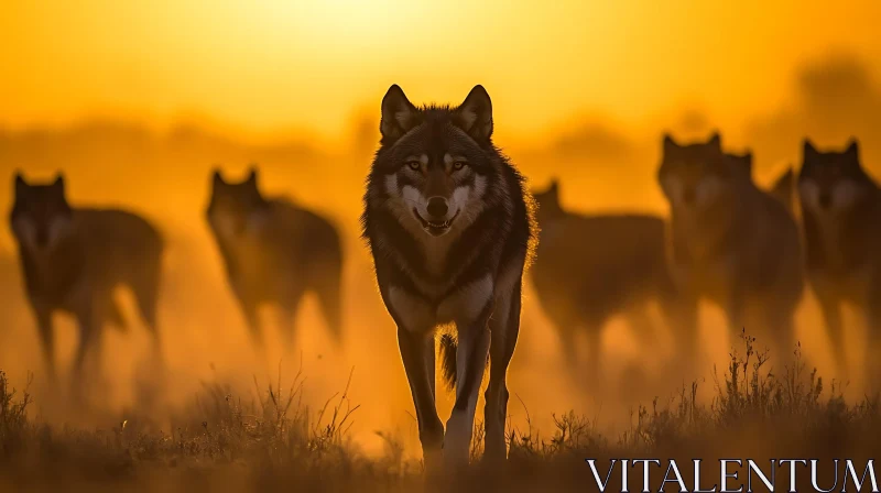 AI ART Wolf Pack at Dusk