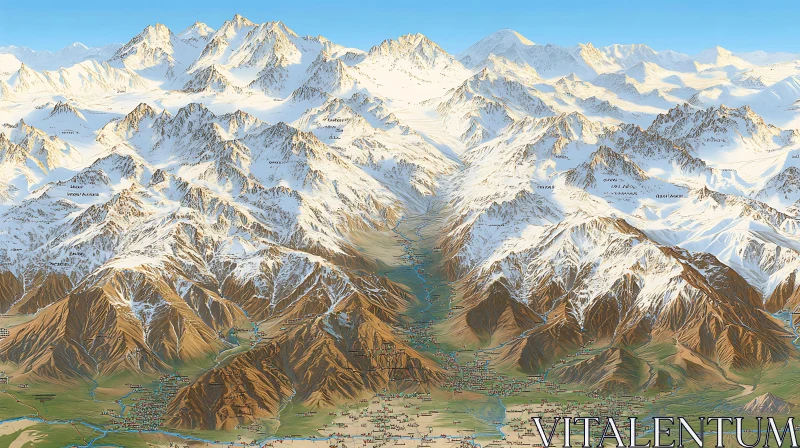 AI ART Snow-Capped Peaks: An Aerial Perspective