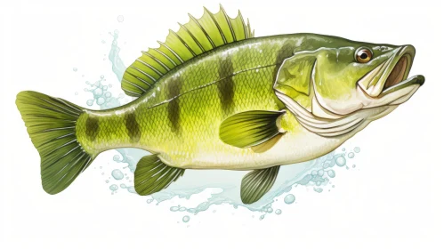 Largemouth Bass in Action: Energy-Filled Illustration