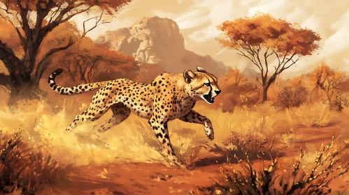 Running Cheetah Painting