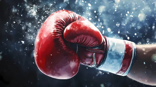 Dynamic Red Boxing Glove in Motion - Captivating Sports Imagery AI Generated Image