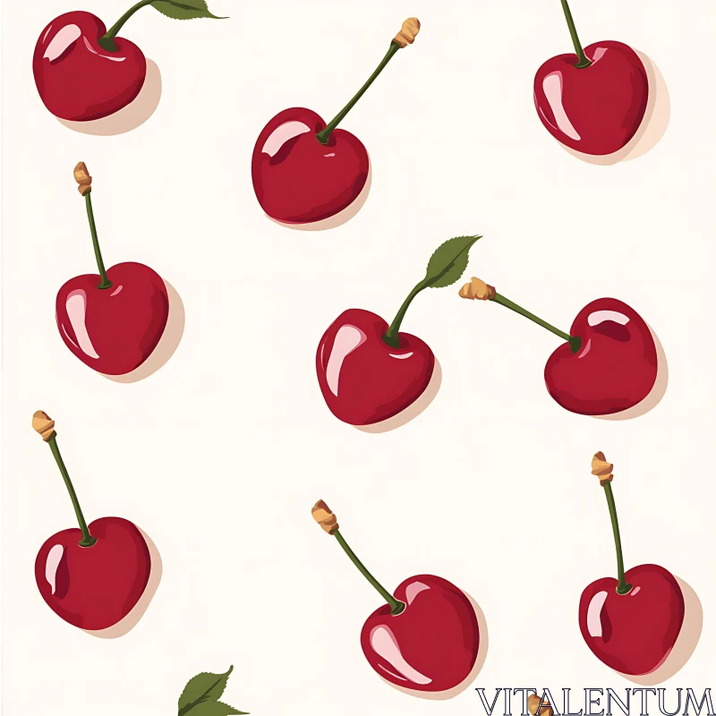 Seamless Cherry Pattern Illustration AI Image