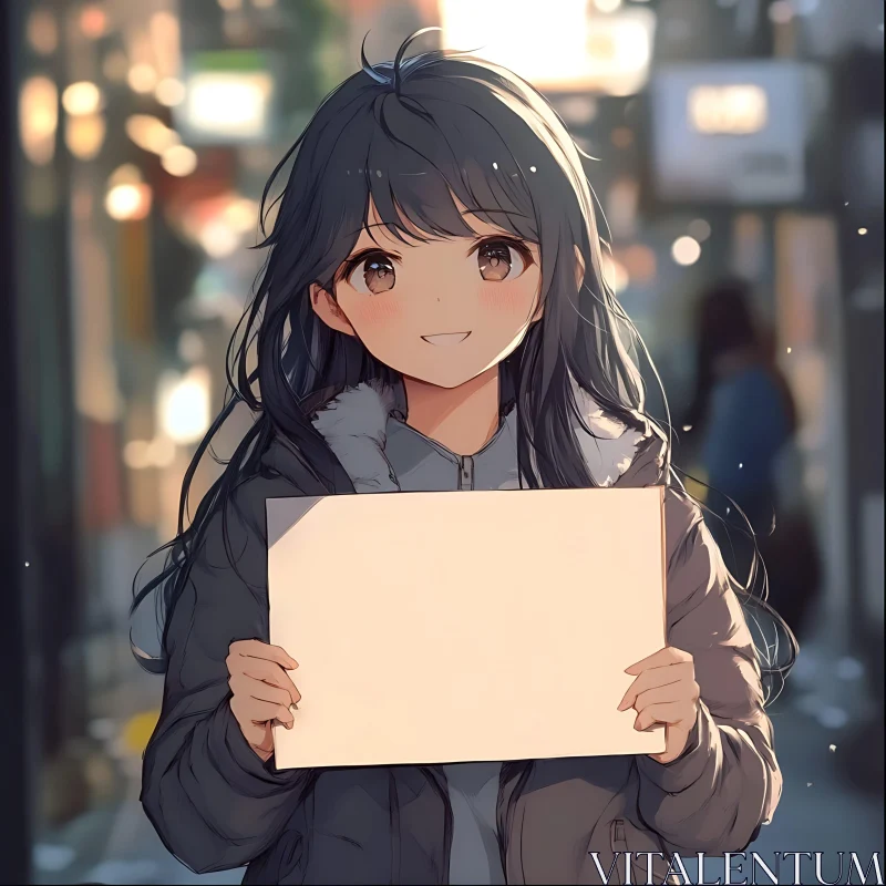 AI ART Anime Girl in Urban Night Setting