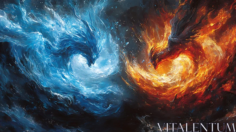 Abstract Dance of Opposites AI Image