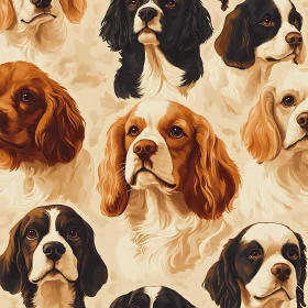 Spaniel Dogs Illustration | Artistic Dog Portraits