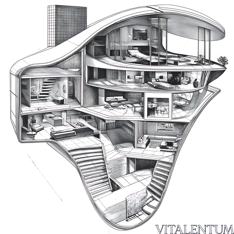 Modern Innovative Architectural Design Cutaway AI Image