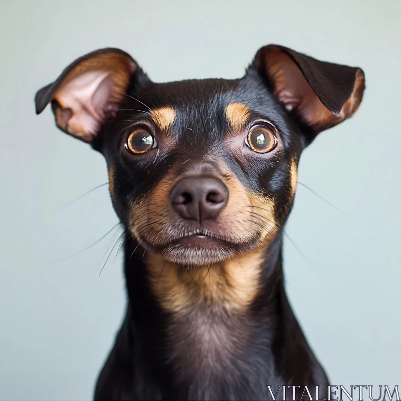 Close-up of Cute Black and Tan Dog AI Image