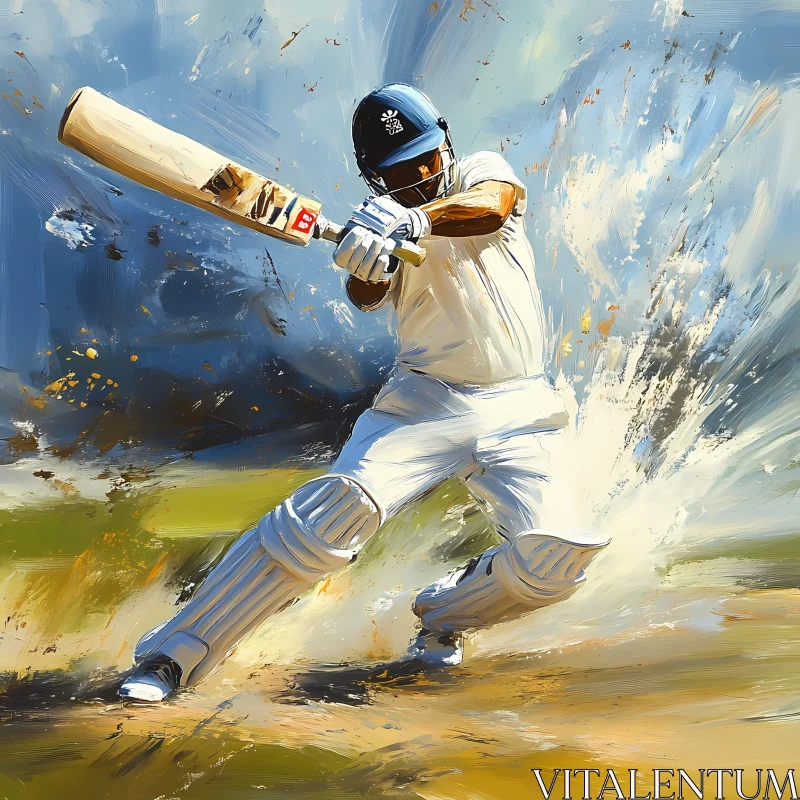 AI ART Cricket Batsman in Action - Artistic Depiction AI Generated Picture