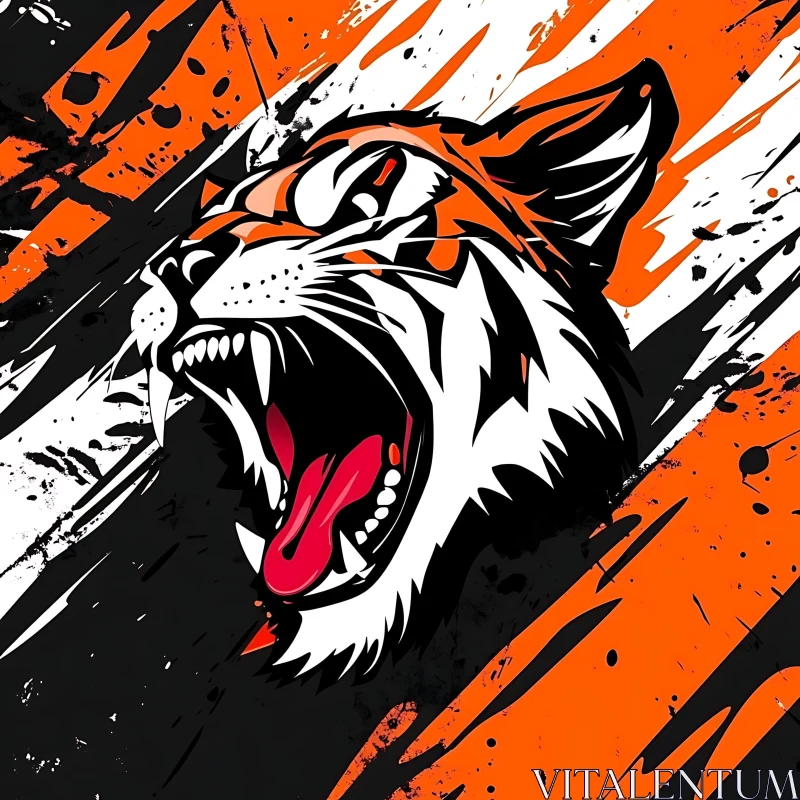 Stylized Tiger Illustration AI Image