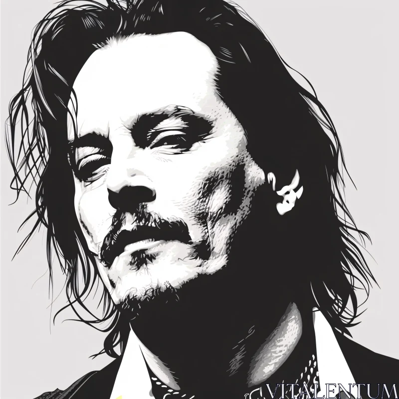 Intense Johnny Depp Portrait in Digital Art AI Image