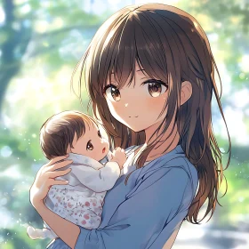 Heartwarming Anime Mother and Baby Scene