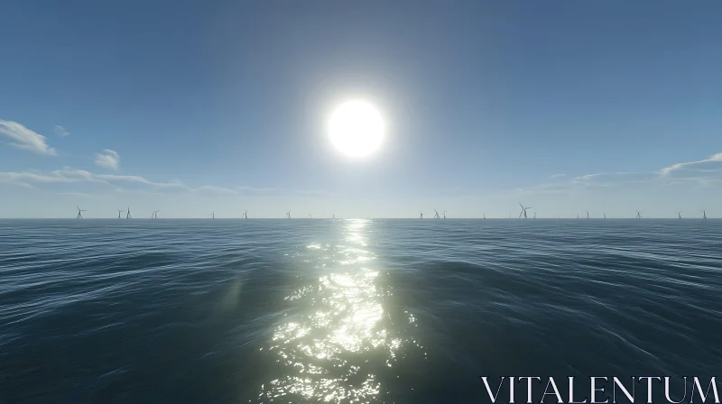 Wind Turbines in the Sea AI Image