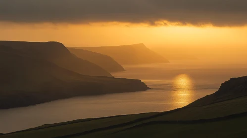 Golden Sunset Over the Coastal Horizon