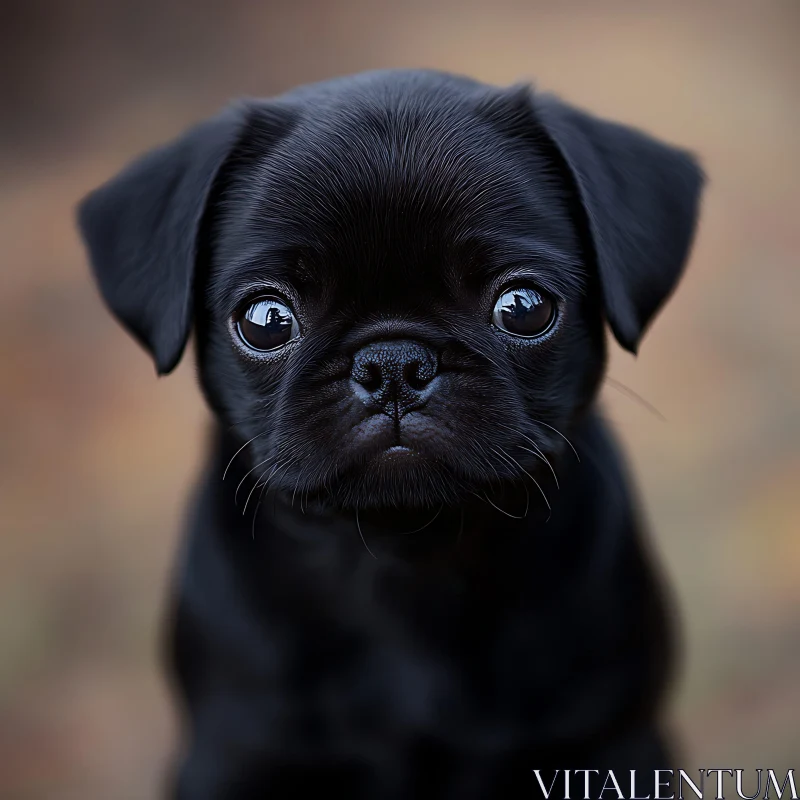 Cute Black Puppy Close-Up AI Image