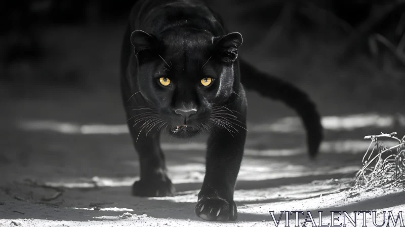 Panther's Gaze: A Study in Darkness AI Image