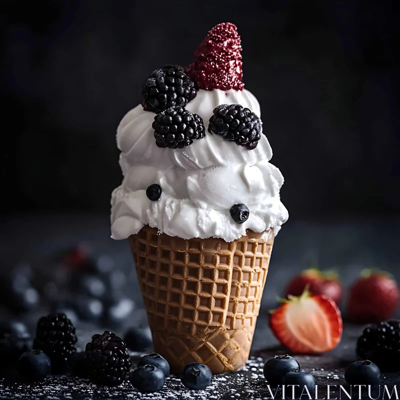 AI ART Ice Cream with Berries