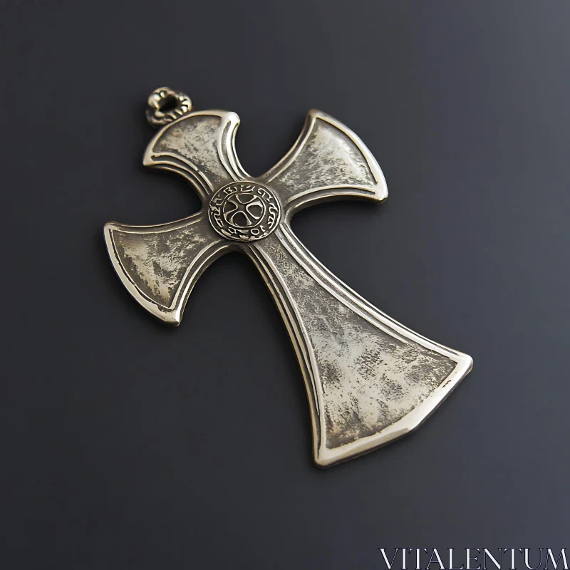 AI ART Historical Metal Cross Ornament with Patina Detail