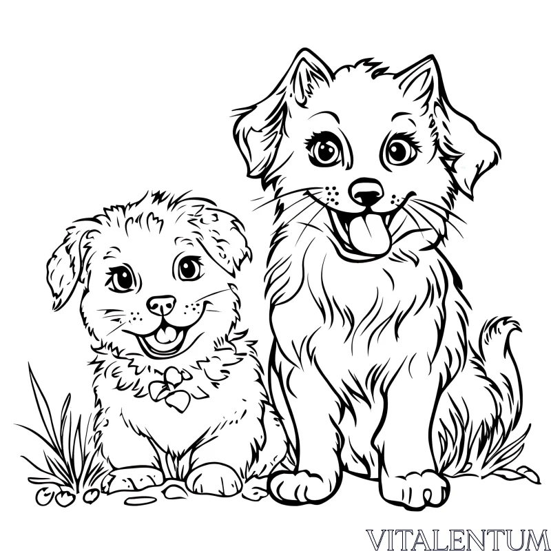 Cute Puppy Illustration with Fluffy Fur AI Image