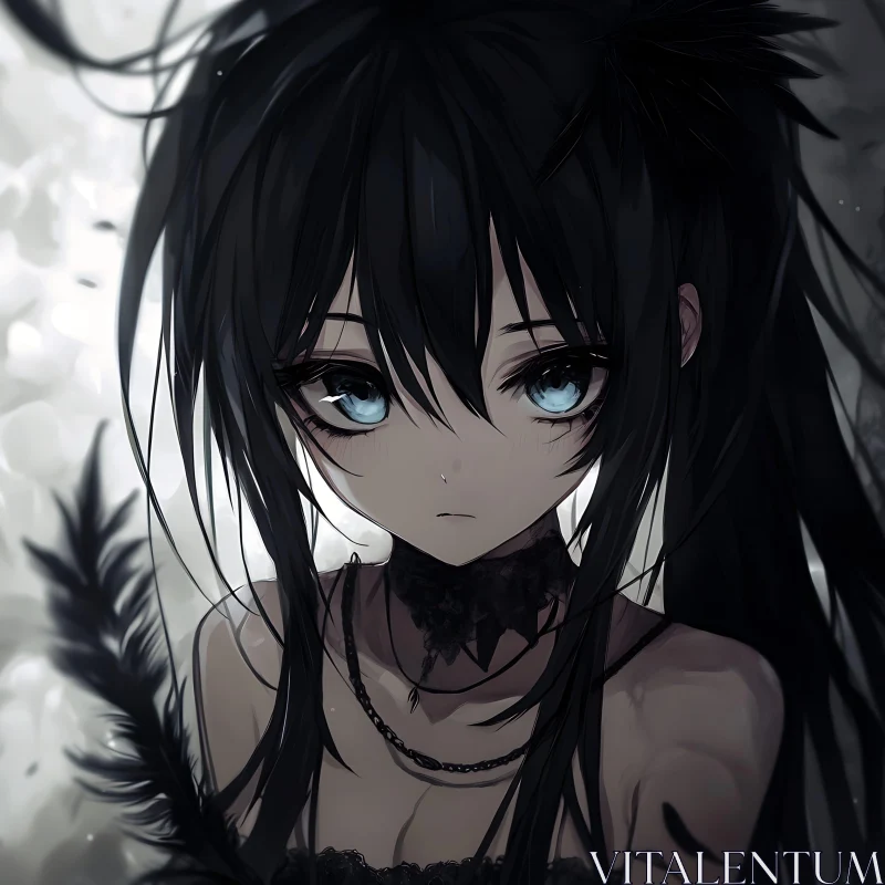 Gothic Anime Girl with Black Hair AI Image