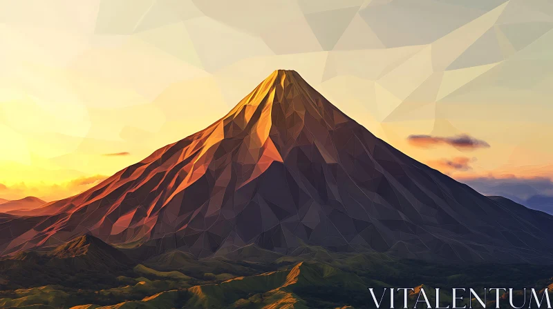 Geometric Mountain Landscape at Dusk AI Image