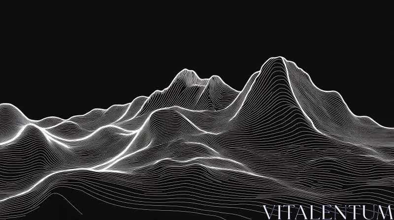 Monochrome Abstract Mountain Range AI Image