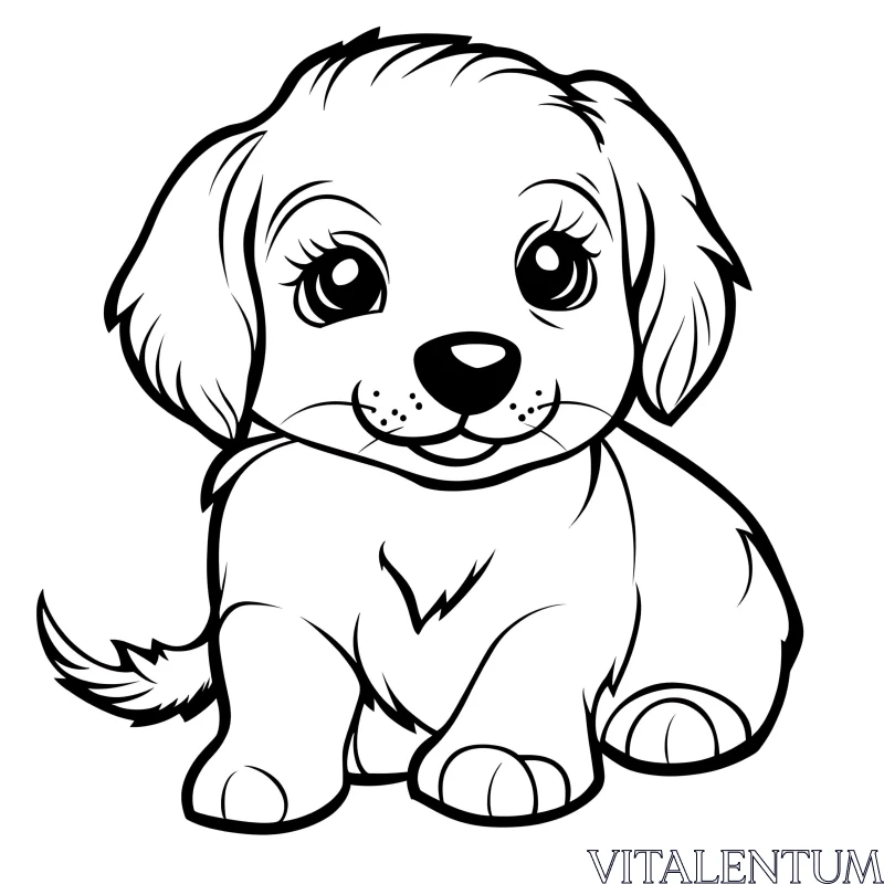 Charming Puppy Outline | Playful Dog Sketch AI Image