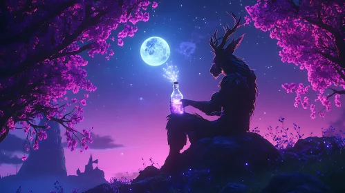 Mystical Being Under Moonlight
