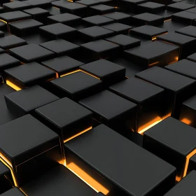 Modern 3D Geometric Pattern with Orange Lighting