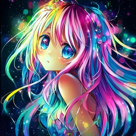 Vibrantly Colored Anime Character