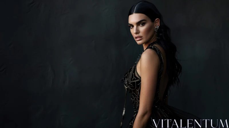 AI ART Kendall Jenner in Stunning Black Dress