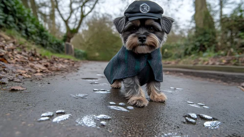 Sheriff Dog in Costume with Paw Prints